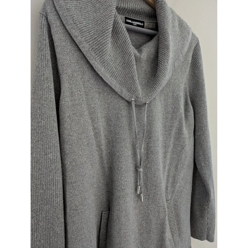 Karl Lagerfeld Paris Cowl Neck Pullover Metallic Sweater Size M - Picture 8 of 8
